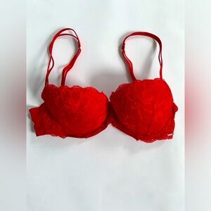 PINK Victorias Secret Red Lace Push Up Bra